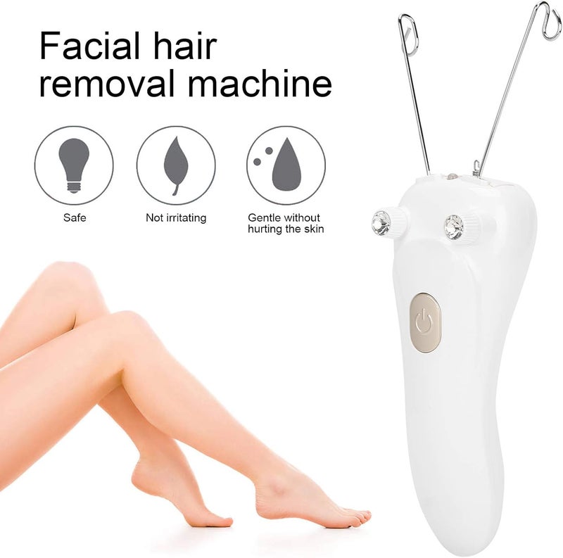Sunicon Facial Threading Hair Removal, USB Rechargeable Electric Women Cordless Facial Threading Epilator Ladies Beauty Epilator Trimmer Cotton Threading Tool for Body Facial Pull(Gold) - Image 3